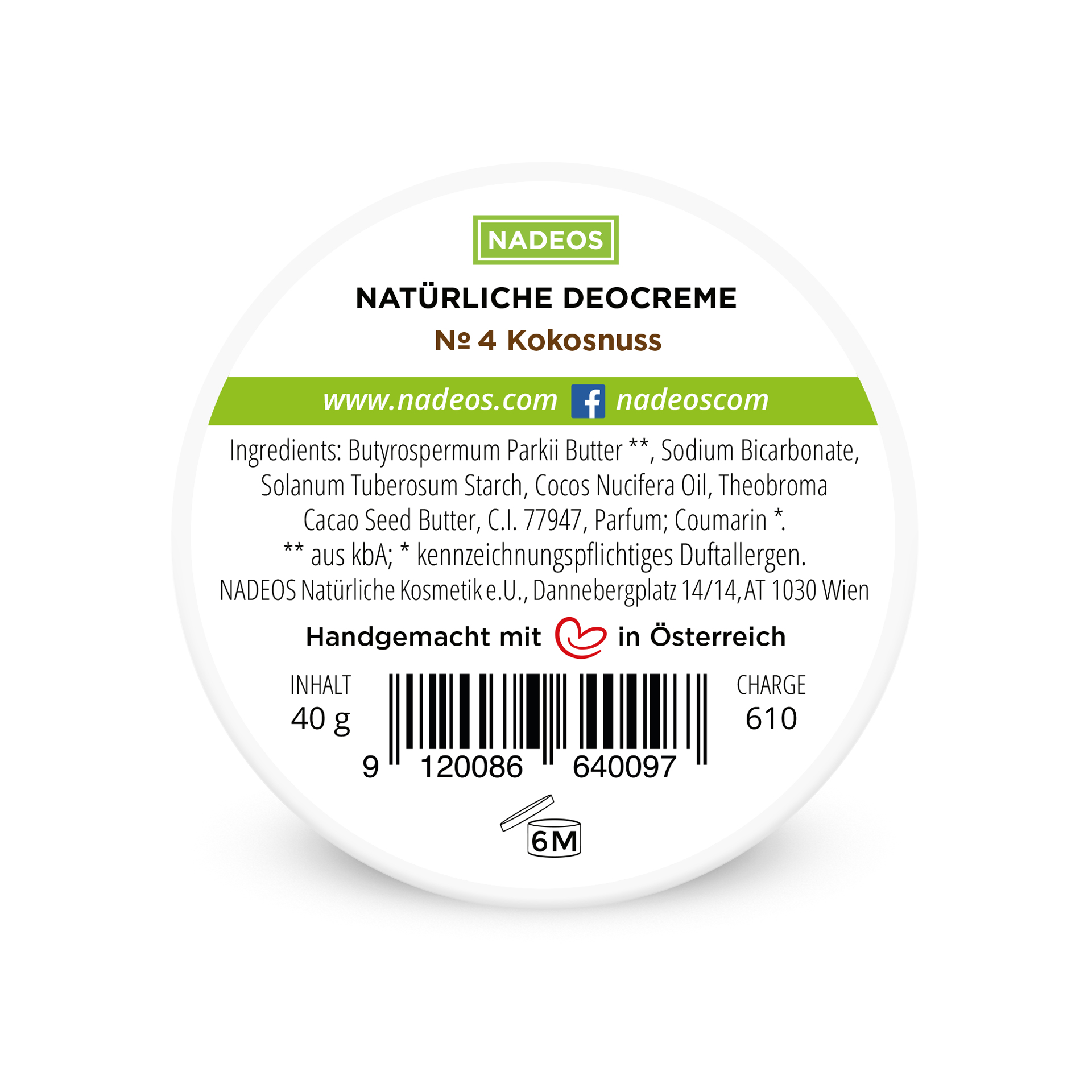 NADEOS Natürliche Deo Creme Kokosnuss Unterseite